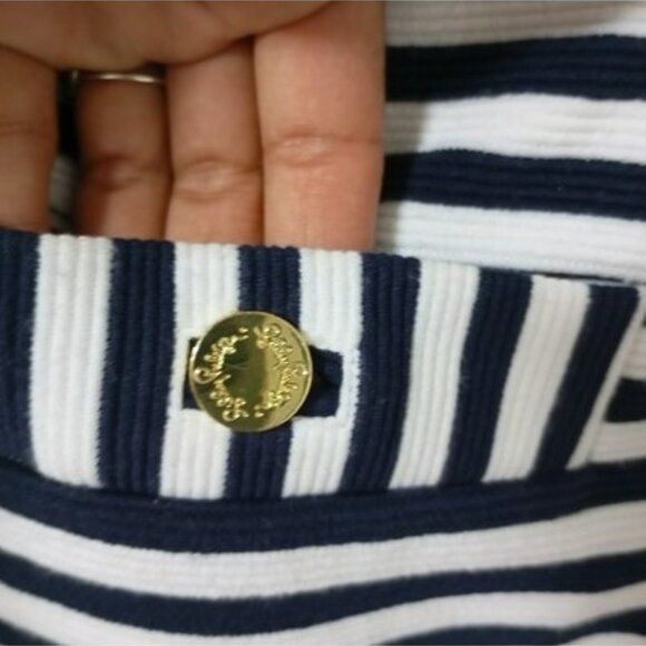 Lilly Pulitzer Womens Striped Navy & White Dress With Gold Button Details Size M - Picture 6 of 11